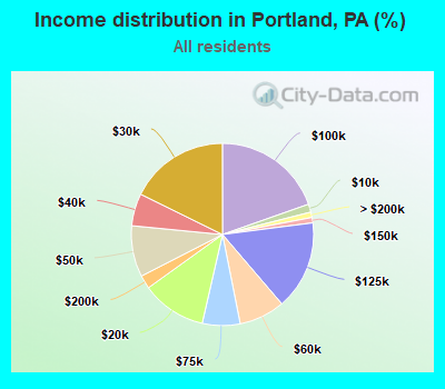 Income distribution in Portland, PA (%)