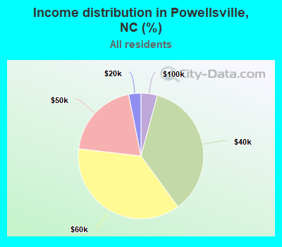 Income distribution in Powellsville, NC (%)