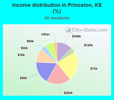 Income distribution in Princeton, KS (%)