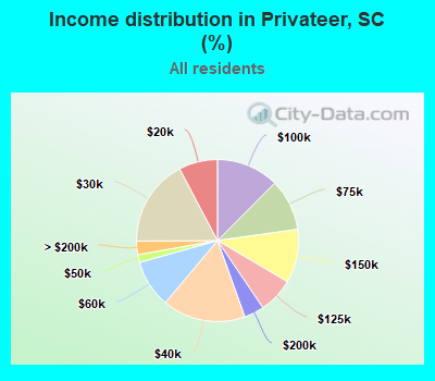 Income distribution in Privateer, SC (%)