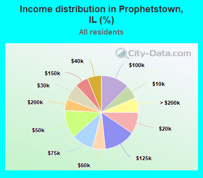 Income distribution in Prophetstown, IL (%)