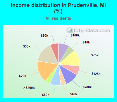 Income distribution in Prudenville, MI (%)