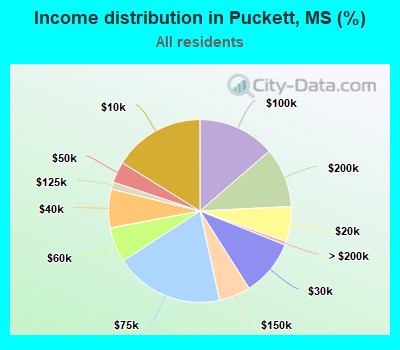 Income distribution in Puckett, MS (%)