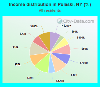 Income distribution in Pulaski, NY (%)