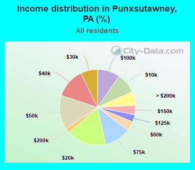 Income distribution in Punxsutawney, PA (%)