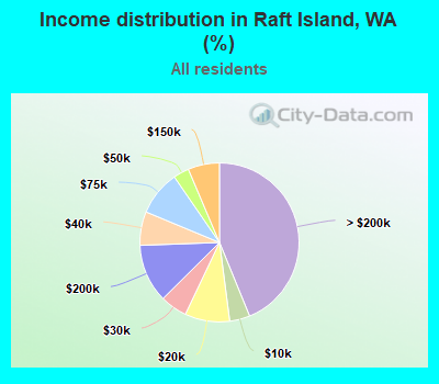 Income distribution in Raft Island, WA (%)