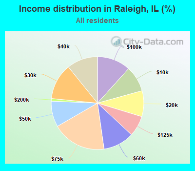 Income distribution in Raleigh, IL (%)