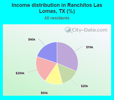 Income distribution in Ranchitos Las Lomas, TX (%)
