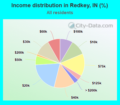 Income distribution in Redkey, IN (%)