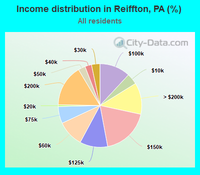 Income distribution in Reiffton, PA (%)