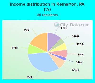 Income distribution in Reinerton, PA (%)