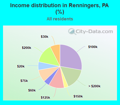 Income distribution in Renningers, PA (%)