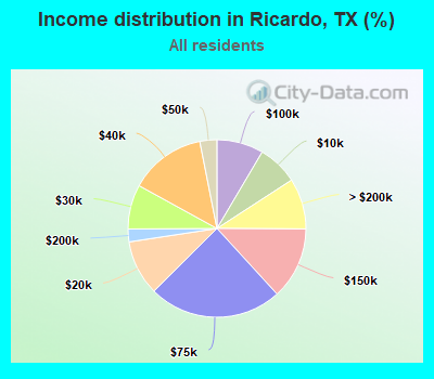 Income distribution in Ricardo, TX (%)
