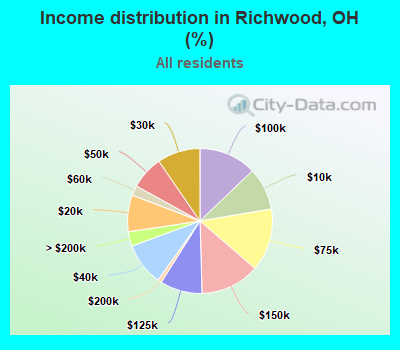 Income distribution in Richwood, OH (%)