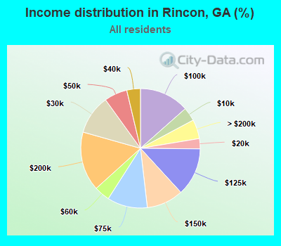 Income distribution in Rincon, GA (%)