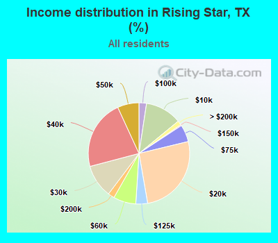Income distribution in Rising Star, TX (%)