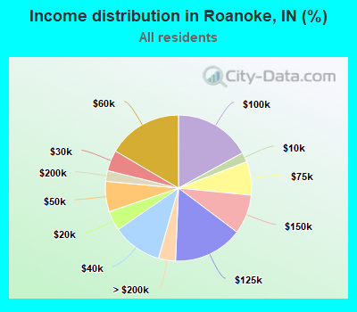 Income distribution in Roanoke, IN (%)