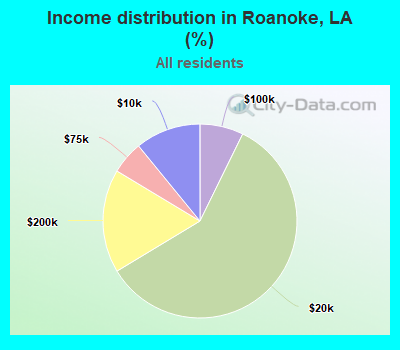 Income distribution in Roanoke, LA (%)