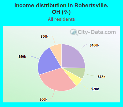 Income distribution in Robertsville, OH (%)