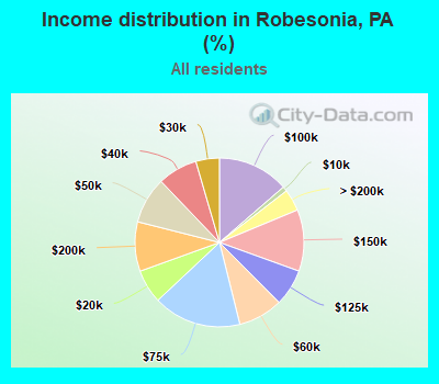 Income distribution in Robesonia, PA (%)