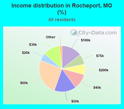 Income distribution in Rocheport, MO (%)