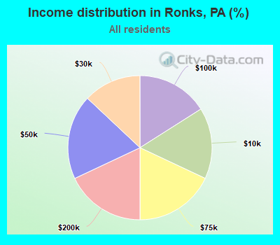 Income distribution in Ronks, PA (%)