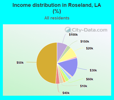 Income distribution in Roseland, LA (%)