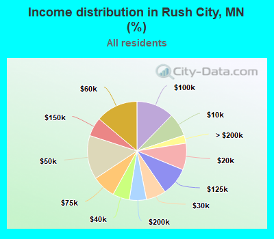 Income distribution in Rush City, MN (%)