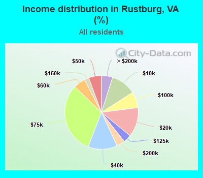 Income distribution in Rustburg, VA (%)