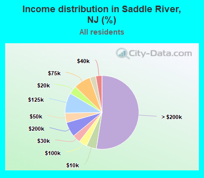Income distribution in Saddle River, NJ (%)