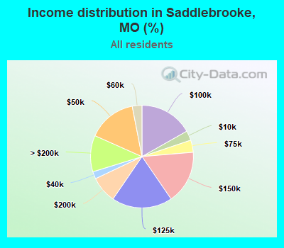 Income distribution in Saddlebrooke, MO (%)