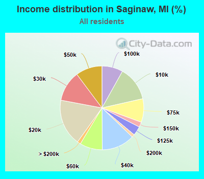 Income distribution in Saginaw, MI (%)