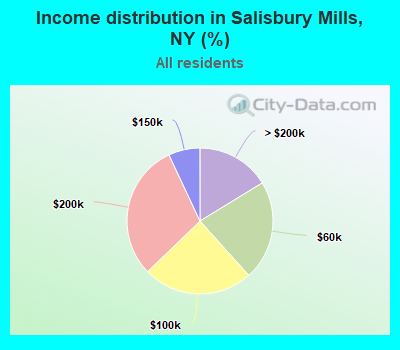 Income distribution in Salisbury Mills, NY (%)