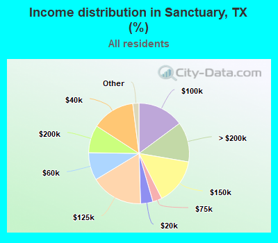 Income distribution in Sanctuary, TX (%)