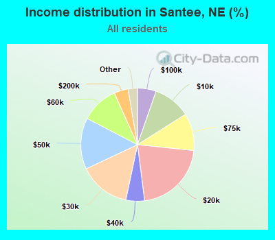 Income distribution in Santee, NE (%)