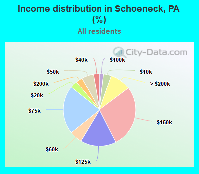 Income distribution in Schoeneck, PA (%)