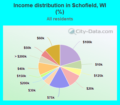 Income distribution in Schofield, WI (%)