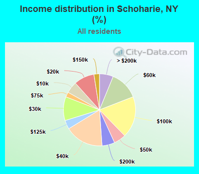 Income distribution in Schoharie, NY (%)