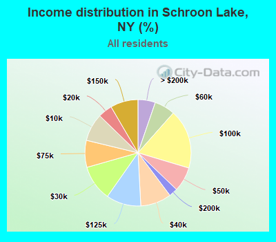 Income distribution in Schroon Lake, NY (%)