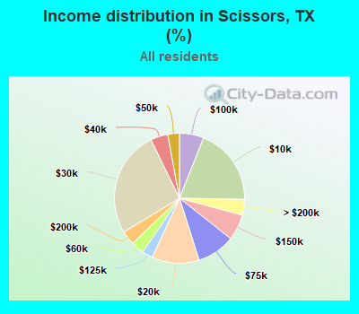 Income distribution in Scissors, TX (%)