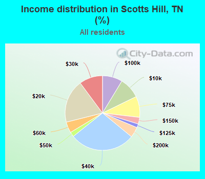 Income distribution in Scotts Hill, TN (%)