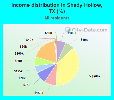 Income distribution in Shady Hollow, TX (%)