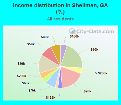Income distribution in Shellman, GA (%)
