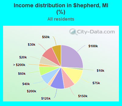 Income distribution in Shepherd, MI (%)