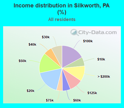 Income distribution in Silkworth, PA (%)