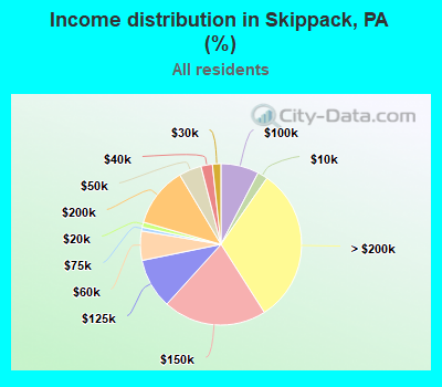 Income distribution in Skippack, PA (%)