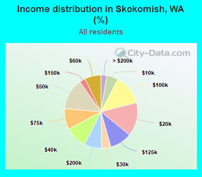Income distribution in Skokomish, WA (%)