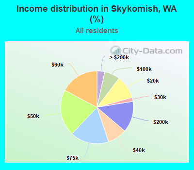 Income distribution in Skykomish, WA (%)