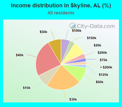 Income distribution in Skyline, AL (%)