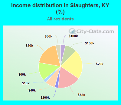 Income distribution in Slaughters, KY (%)